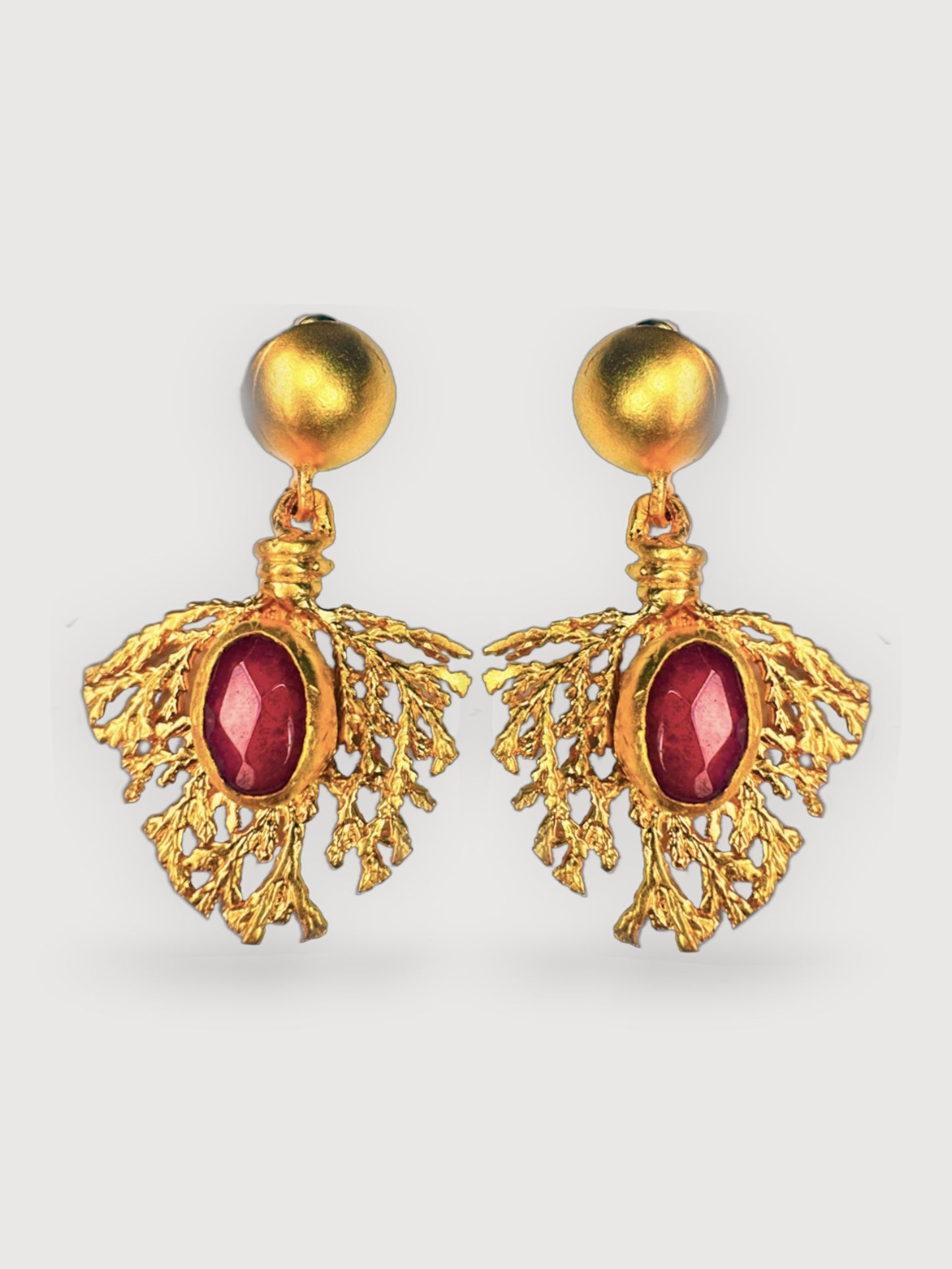 Opfelia Red Natural Stone Earrings