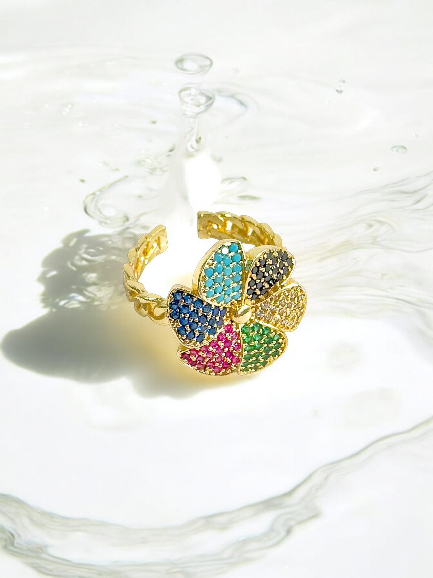 Amelia Zirconia Rainbow Adjustable Ring