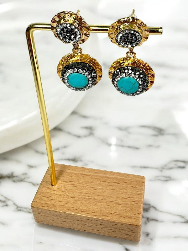 Luna Drop Earrings with Turquoise Stone
