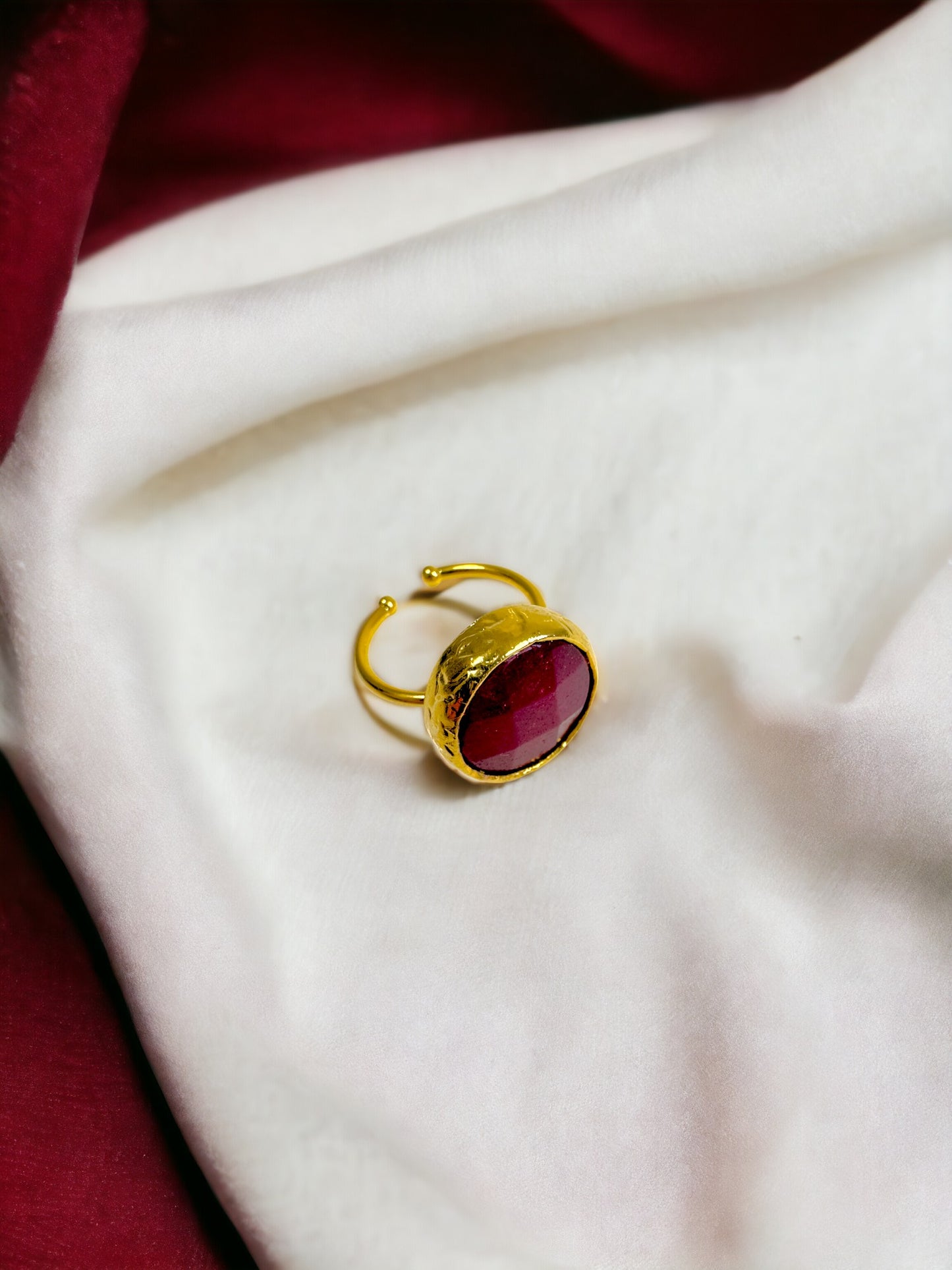 Olivia Natural Agate Stone Adjustable Ring