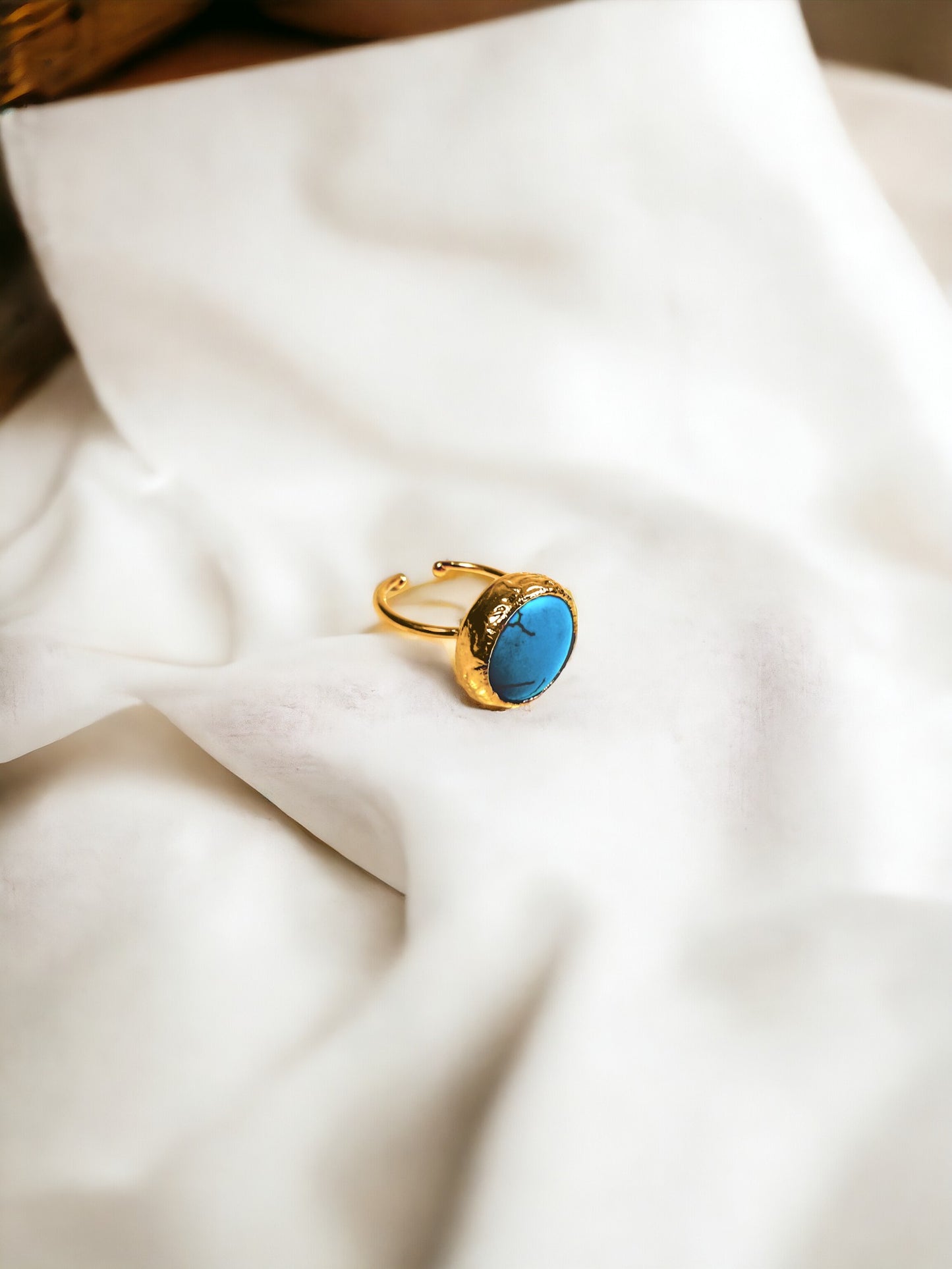 Olivia Natural Turquoise Stone Adjustable Ring