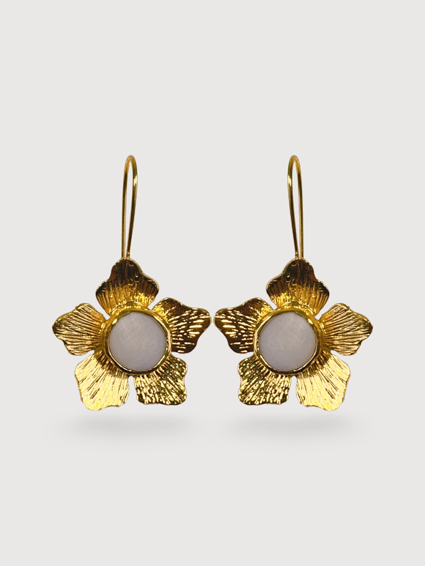 Camelia Flower Natural Stone Earrings