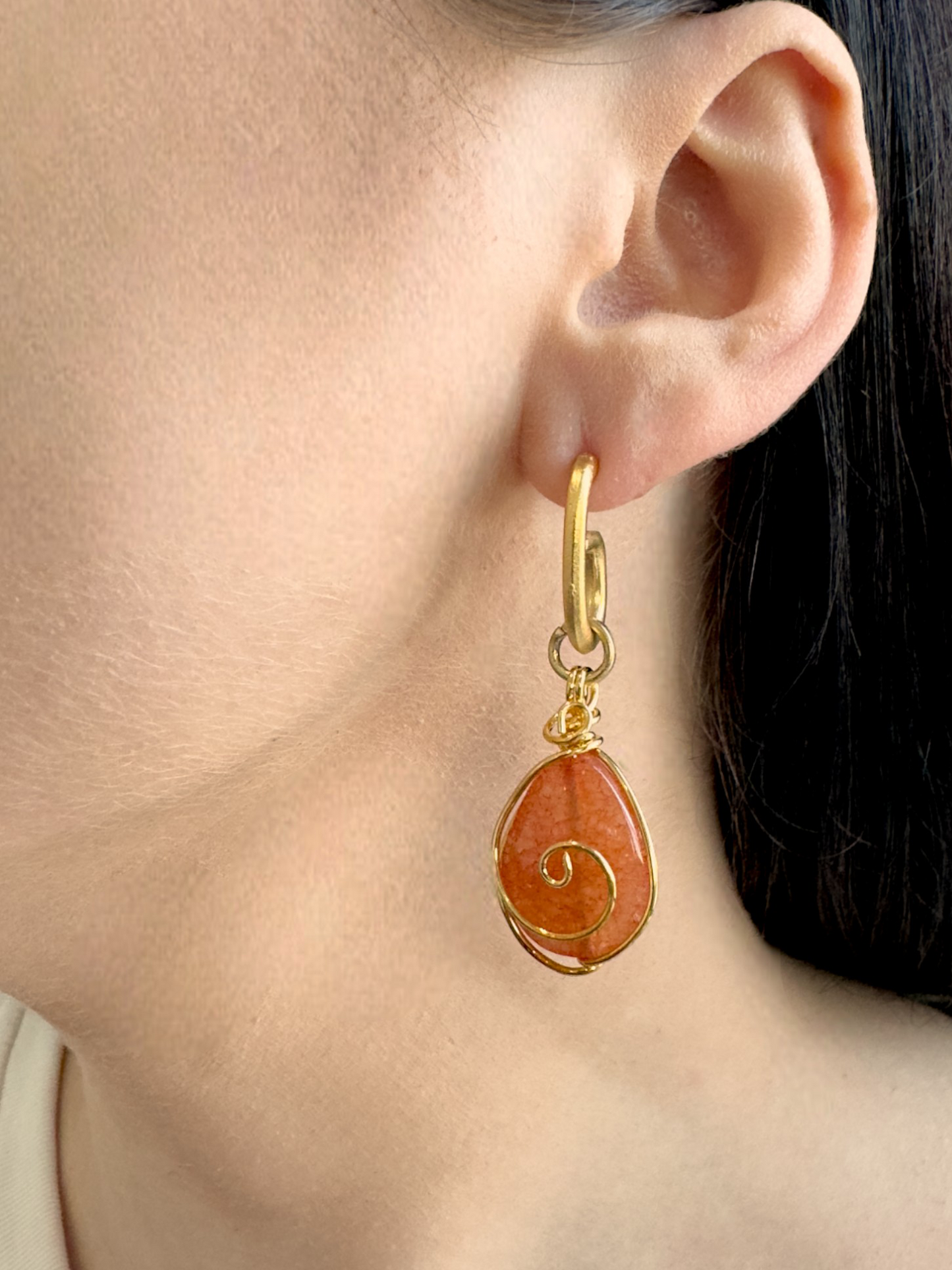 Venice Wire Wrapper Natural Stone Earrings