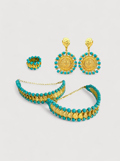 Mira Vintage Inspired 3 Peaces Set Turquoise