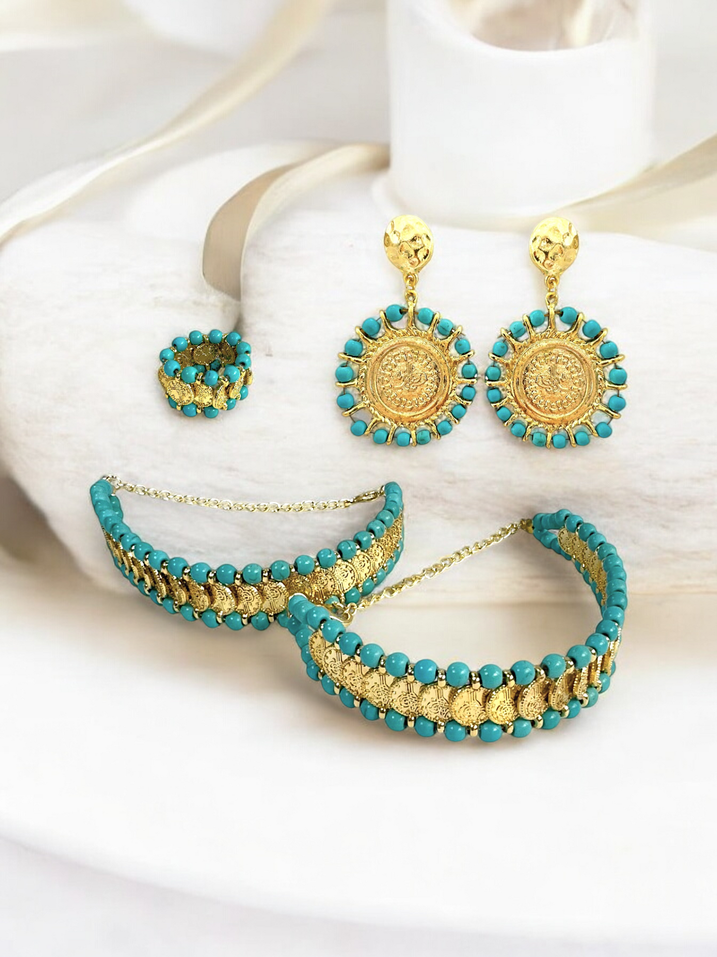 Mira Vintage Inspired 3 Peaces Set Turquoise