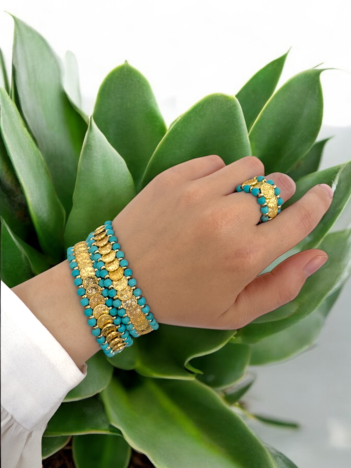 Mira Vintage Inspired 3 Peaces Set Turquoise