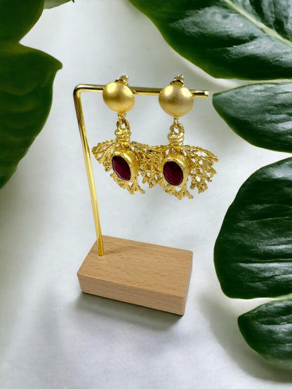 Opfelia Red Natural Stone Earrings