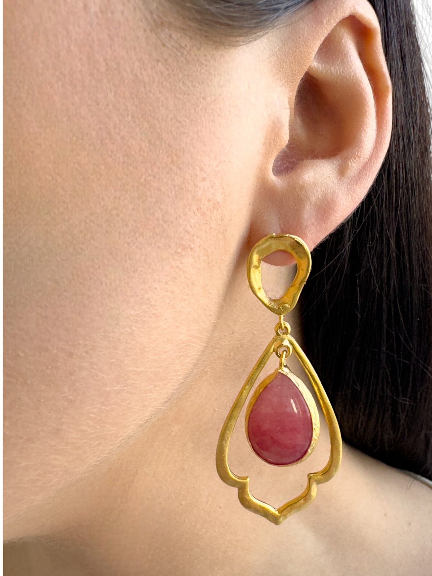 Syntia Metal Framed Natural stone Earrings