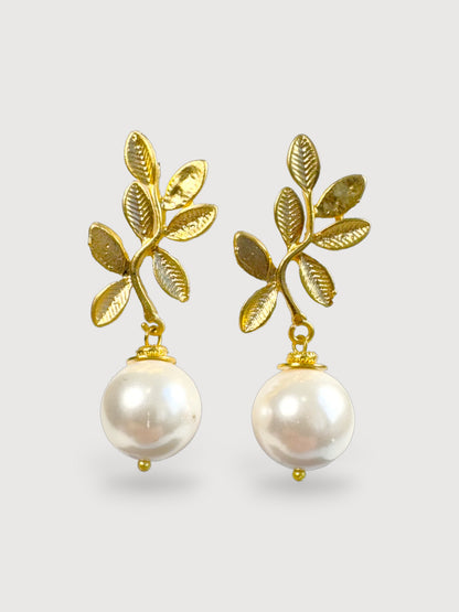 Delia Leaf Mallorca Pearl Earrings