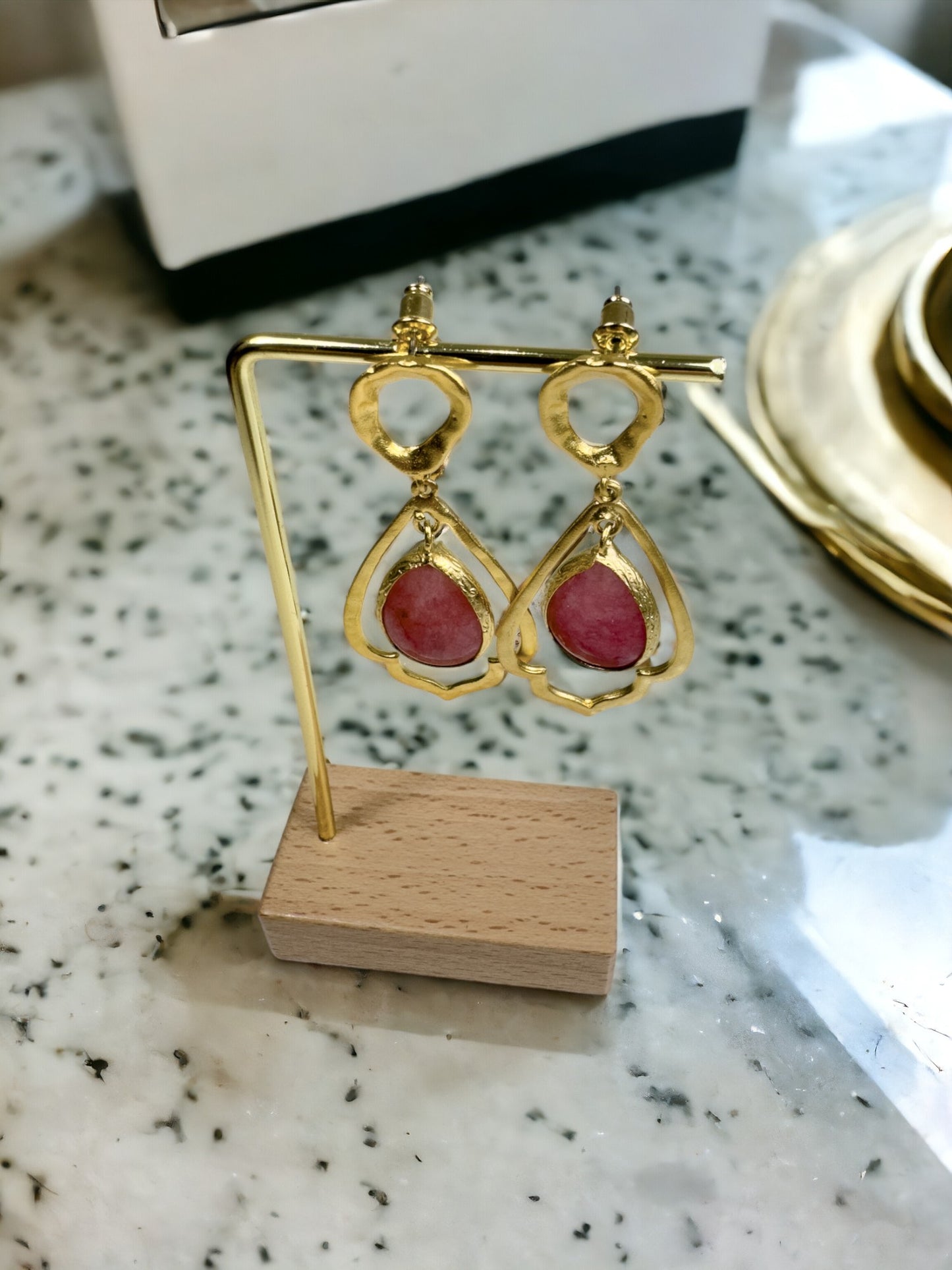 Syntia Metal Framed Natural stone Earrings