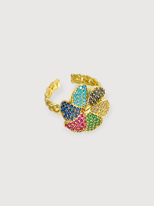 Amelia Zirconia Rainbow Adjustable Ring