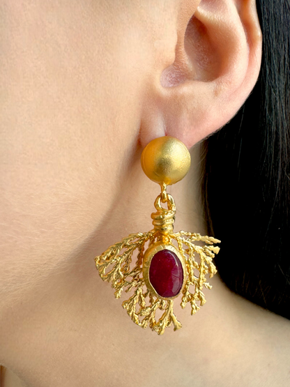 Opfelia Red Natural Stone Earrings