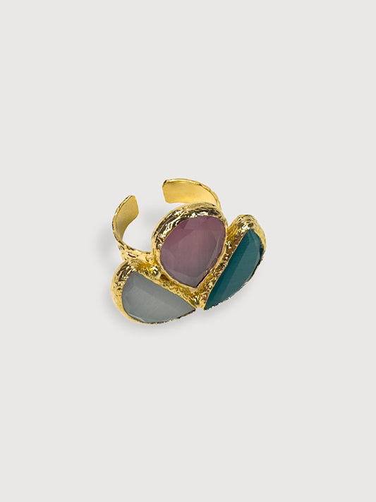 Amalfi Pink&White&Green Trio Ring