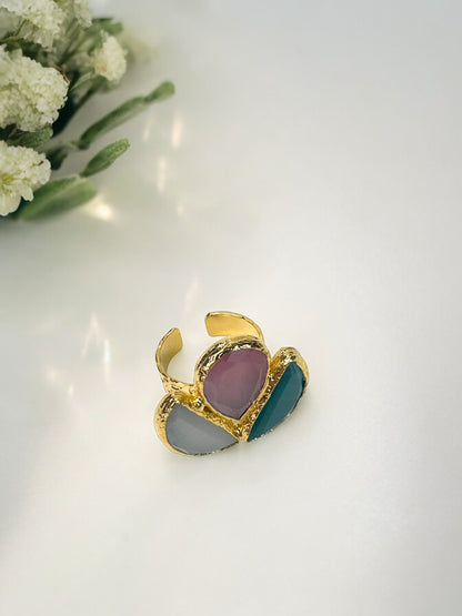 Amalfi Pink&White&Green Trio Ring