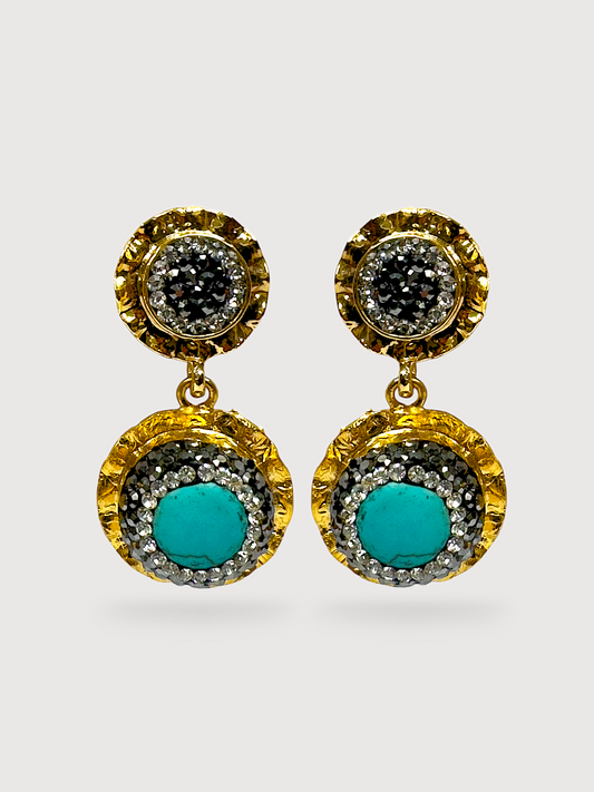 Luna Drop Earrings with Turquoise Stone