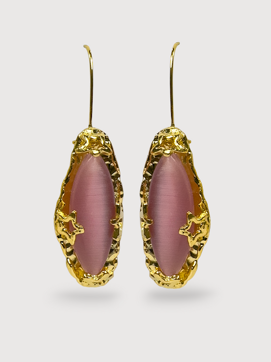 Celine Natural Stone Pink  Drop Earrings